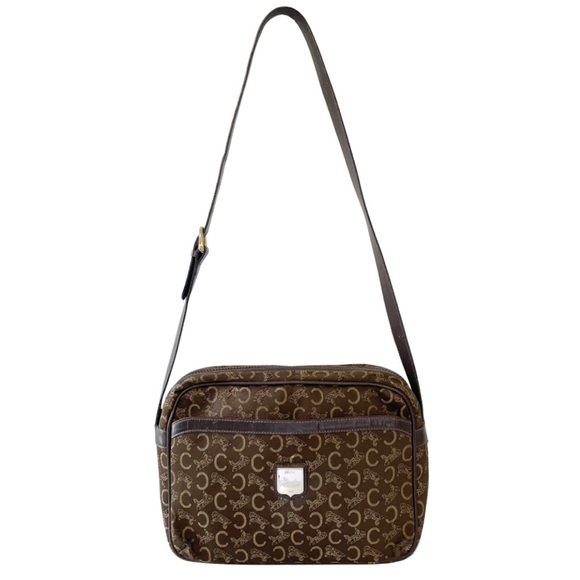 Celine vintage brown C monogram canvas and leather shoulder bag - Picture 1 of 10